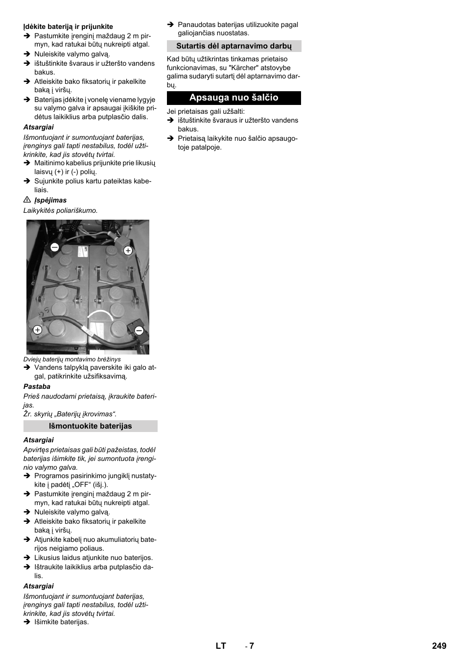 Apsauga nuo šalčio | Karcher B 40 C Ep R 55 User Manual | Page 249 / 276