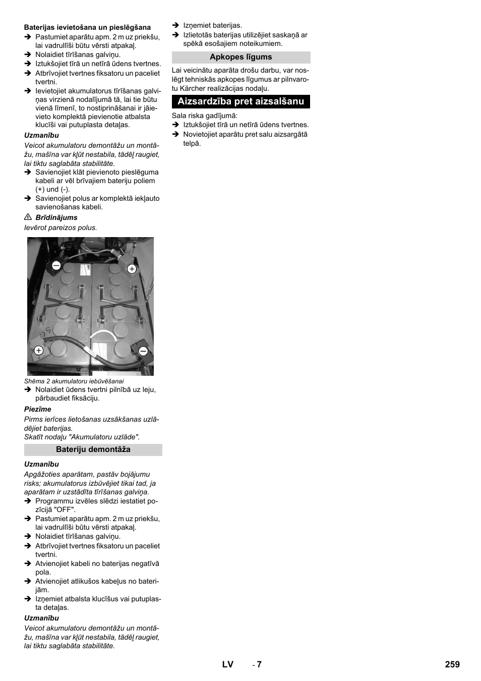 Aizsardzība pret aizsalšanu | Karcher B 40 C Ep R 55 User Manual | Page 259 / 276