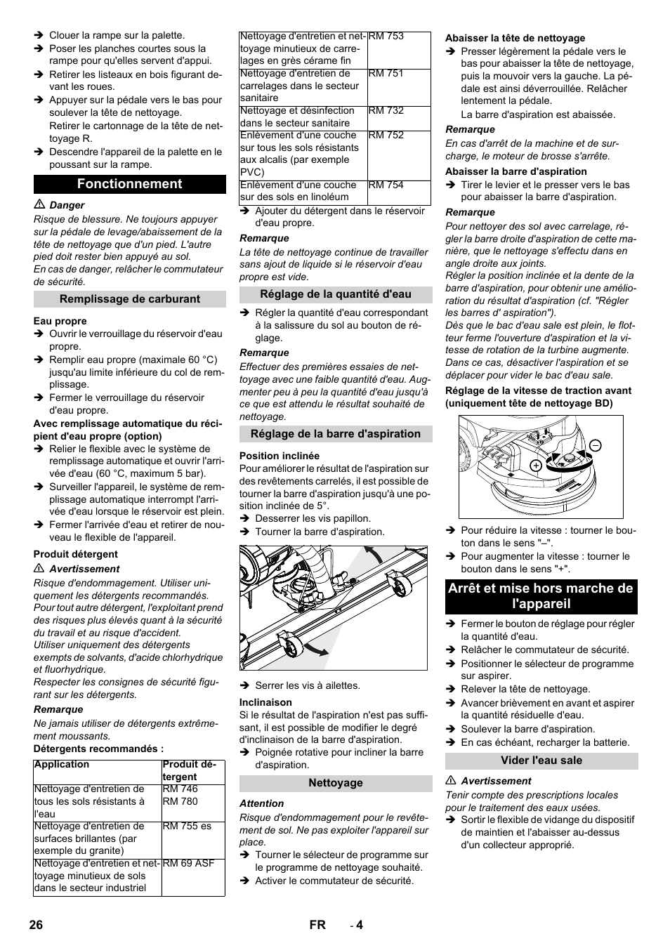 Fonctionnement, Arrêt et mise hors marche de l'appareil | Karcher B 40 C Ep R 55 User Manual | Page 26 / 276