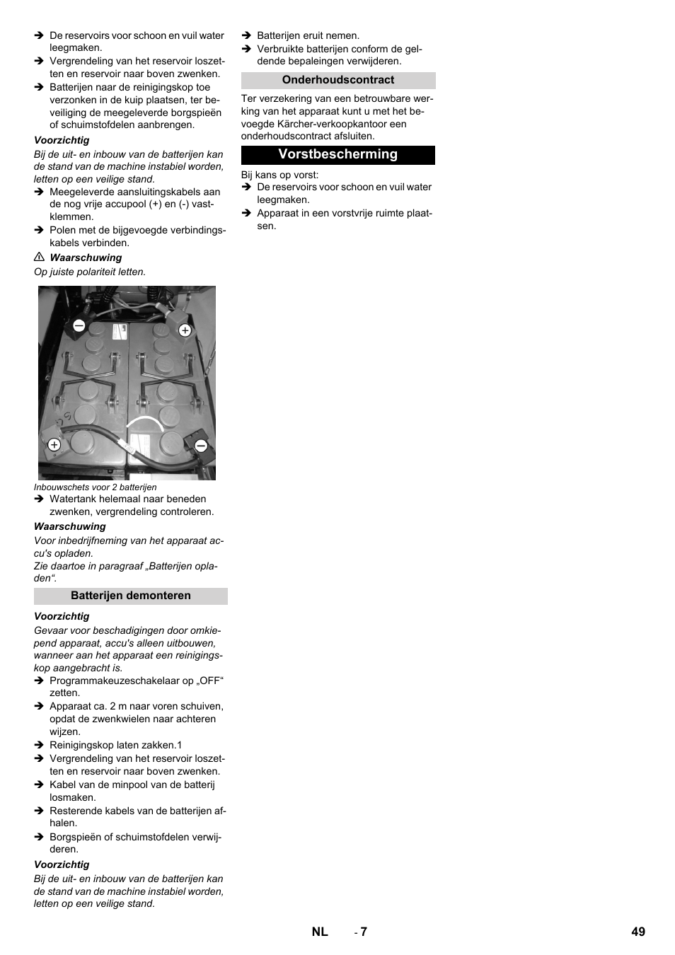 Vorstbescherming | Karcher B 40 C Ep R 55 User Manual | Page 49 / 276