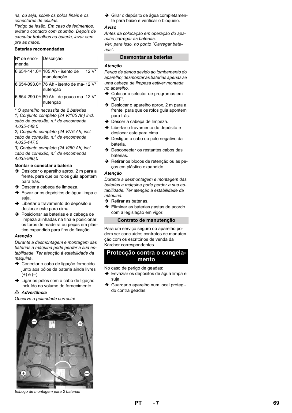 Protecção contra o congela- mento | Karcher B 40 C Ep R 55 User Manual | Page 69 / 276