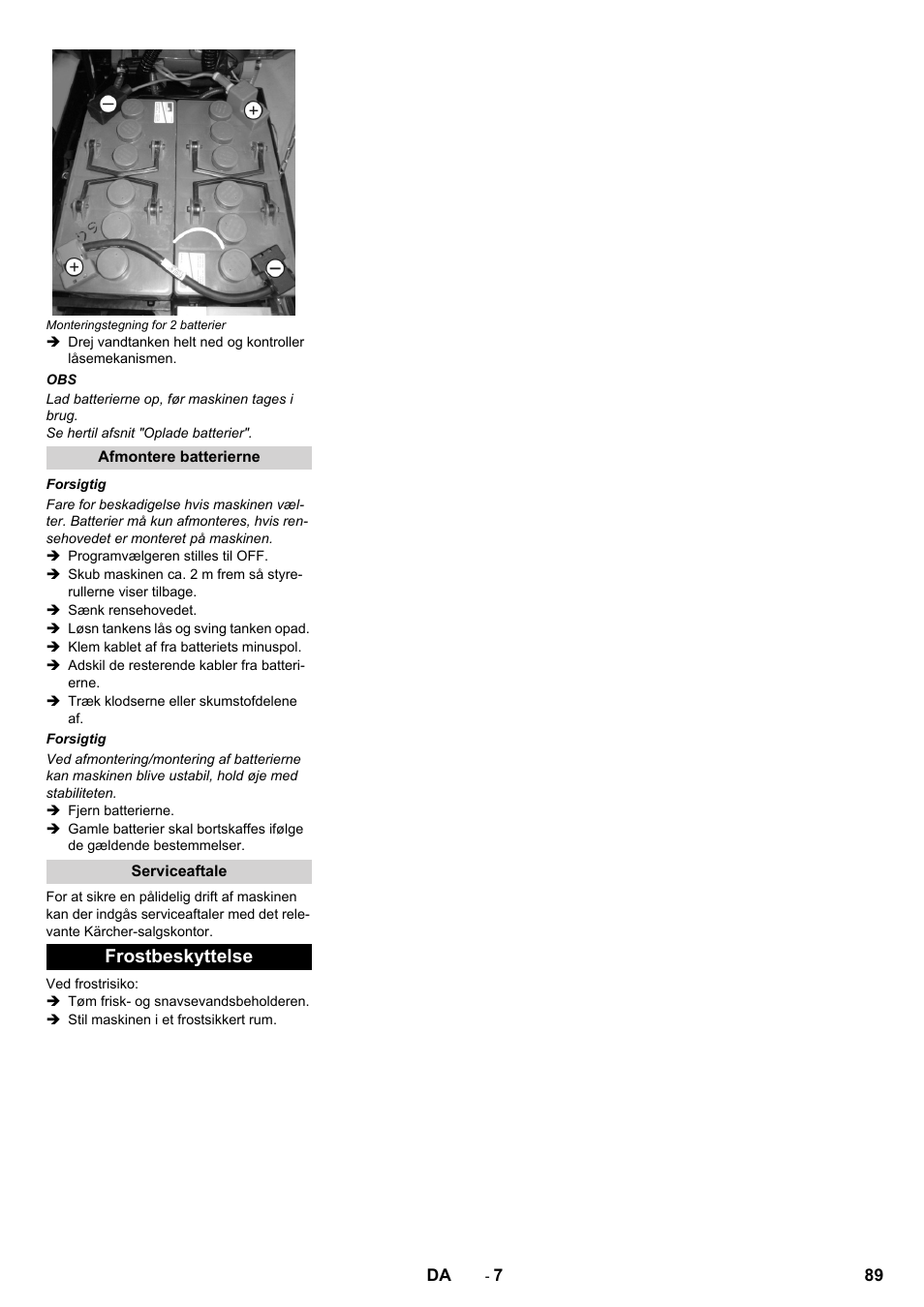 Frostbeskyttelse | Karcher B 40 C Ep R 55 User Manual | Page 89 / 276