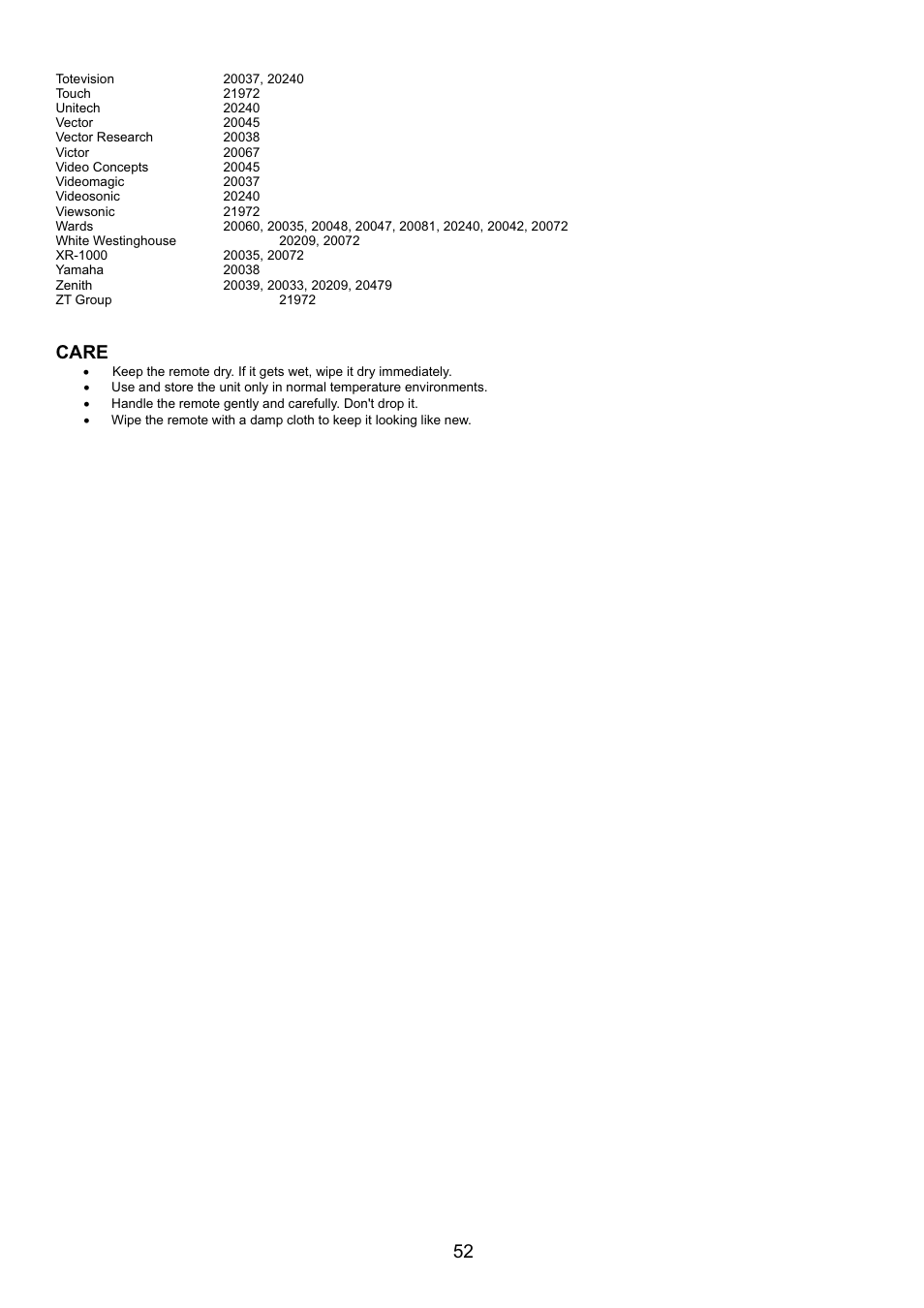 页面 54, Care | Audiovox FPE3707HR User Manual | Page 54 / 55