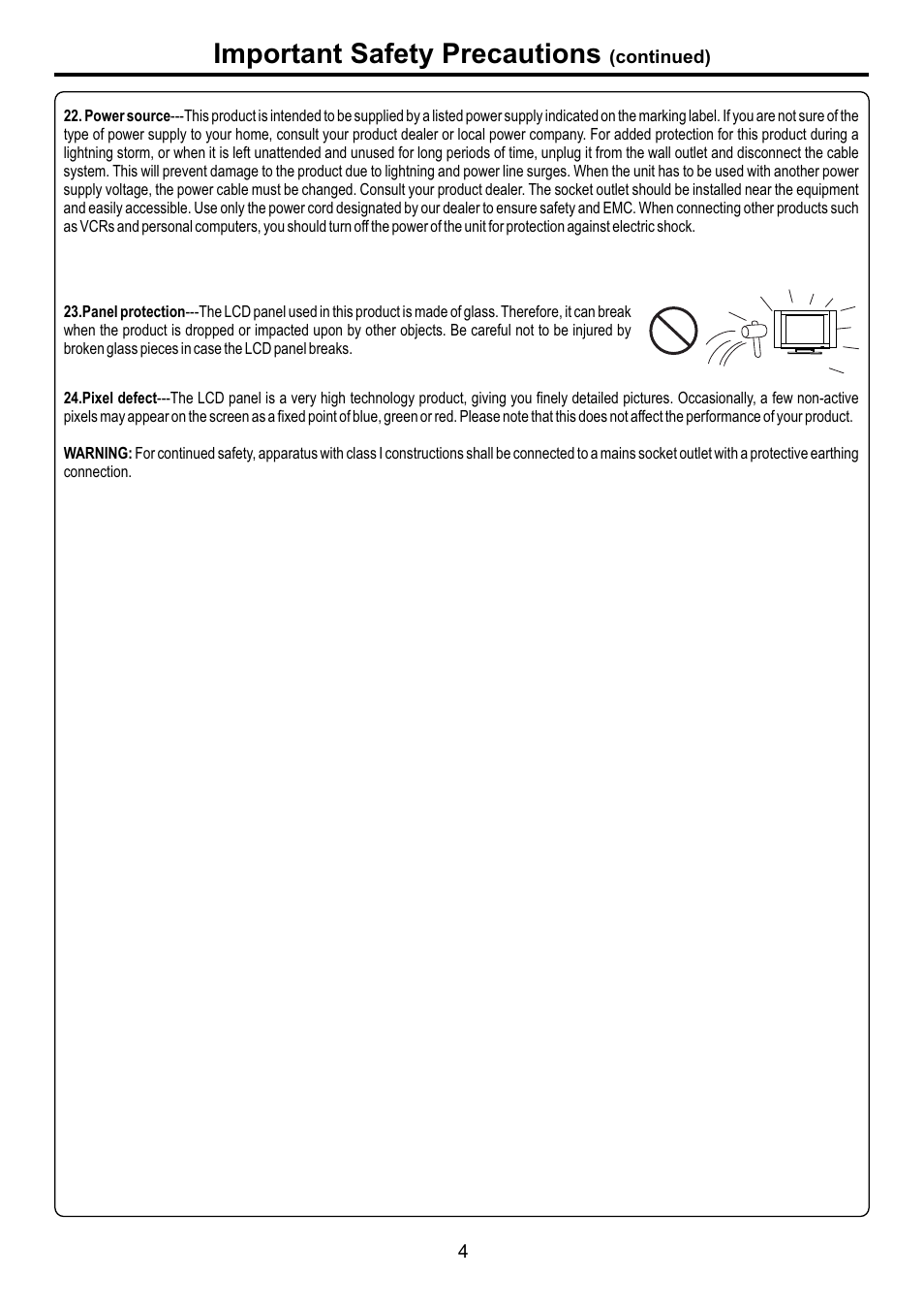 页面 6, Important safety precautions | Audiovox FPE3707HR User Manual | Page 6 / 55