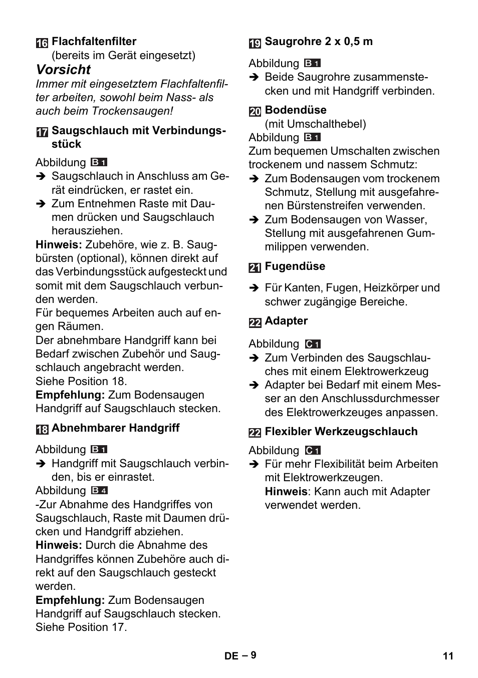 Vorsicht | Karcher MV 5 User Manual | Page 11 / 260