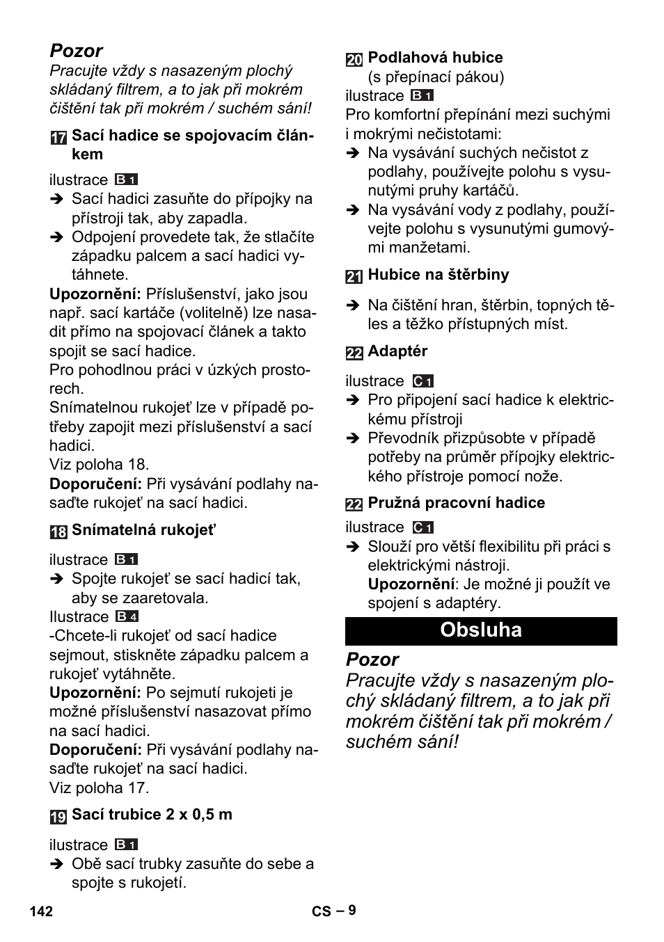 Obsluha, Pozor | Karcher MV 5 User Manual | Page 142 / 260