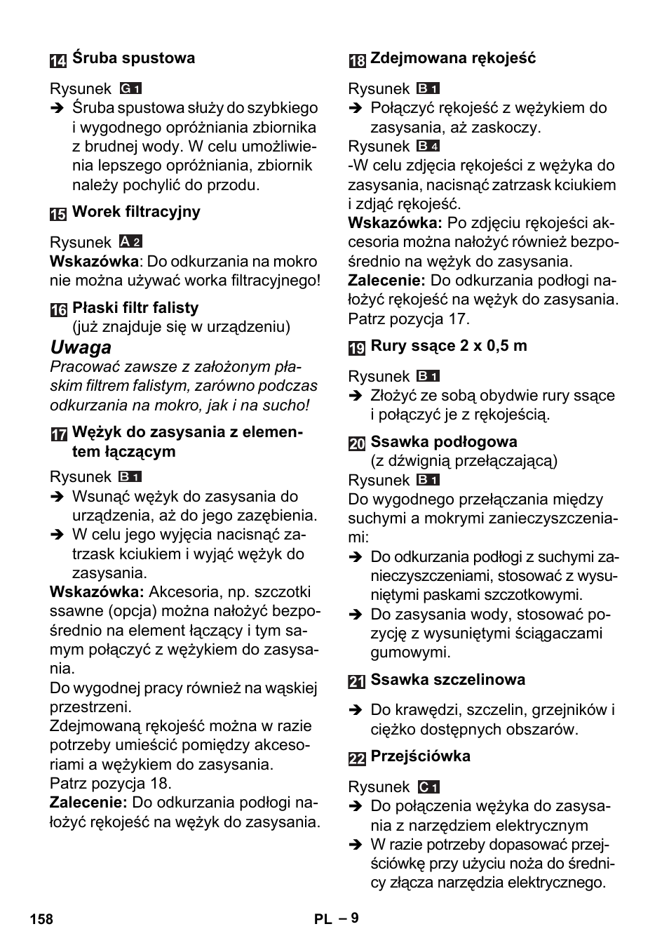 Uwaga | Karcher MV 5 User Manual | Page 158 / 260