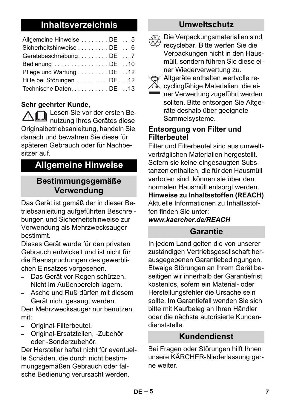 Karcher MV 5 User Manual | Page 7 / 260