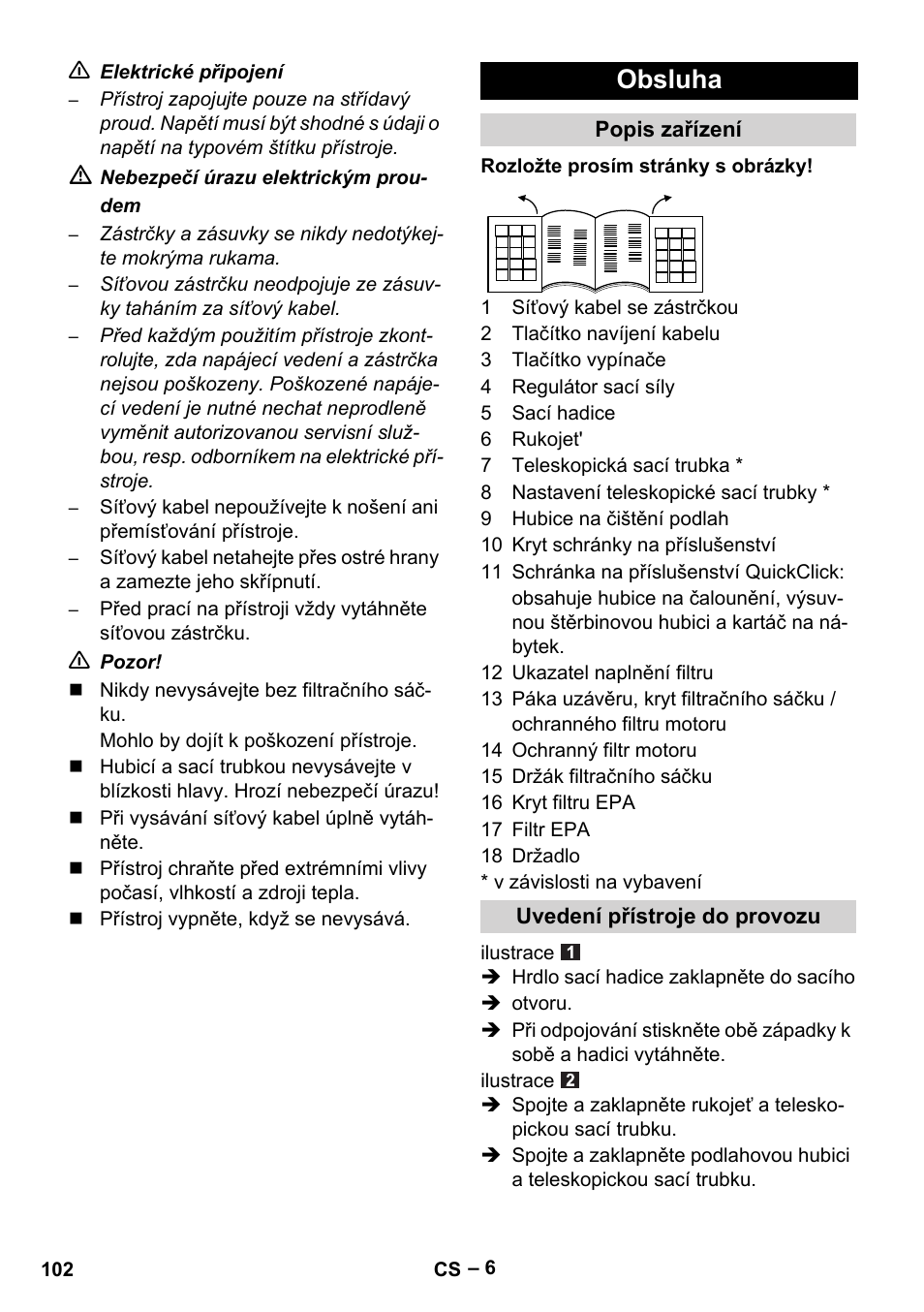 Obsluha | Karcher VC 6200 User Manual | Page 102 / 188