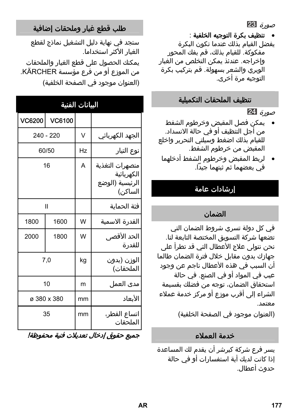 Karcher VC 6200 User Manual | Page 177 / 188