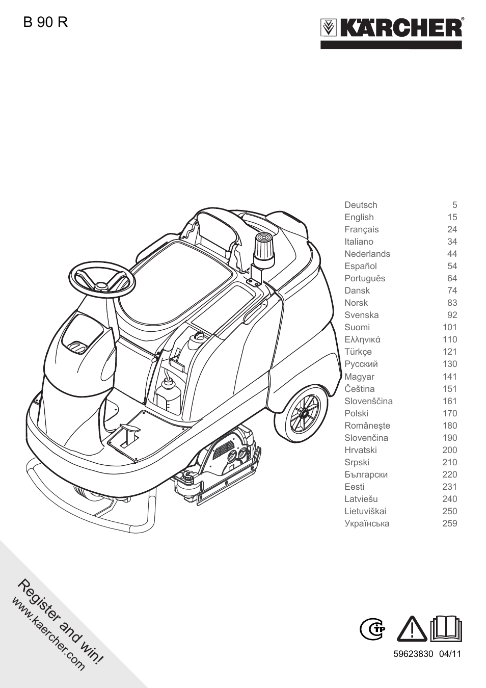 Karcher B 90 R Adv DOSE Bp Pack User Manual | 272 pages