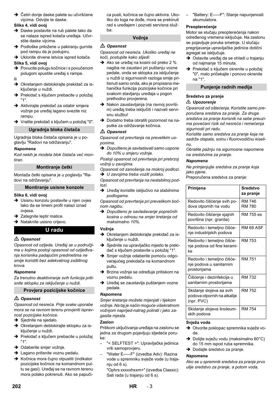 U radu | Karcher B 90 R Adv DOSE Bp Pack User Manual | Page 202 / 272