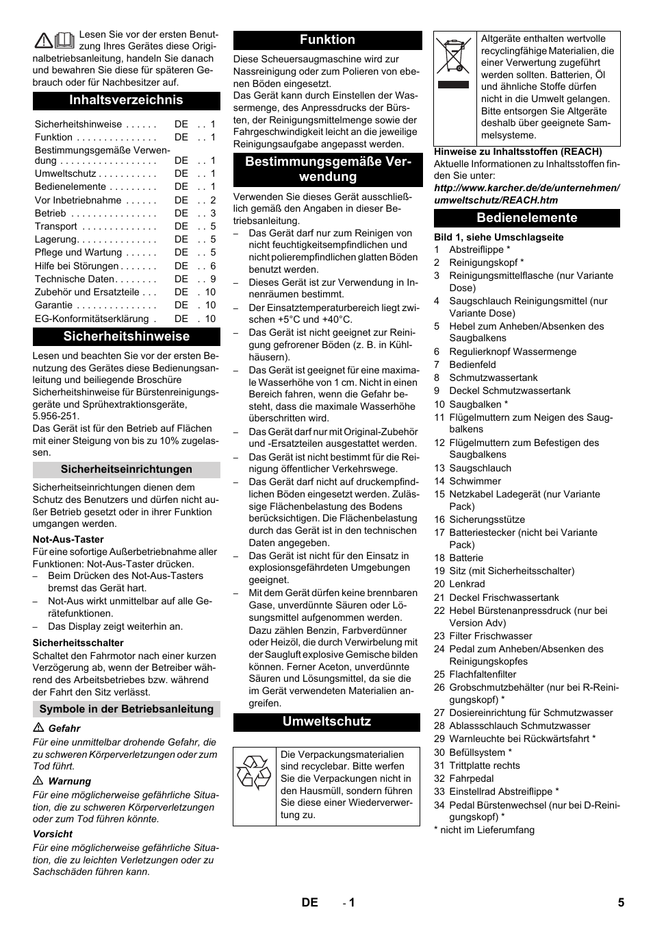 Karcher B 90 R Adv DOSE Bp Pack User Manual | Page 5 / 272