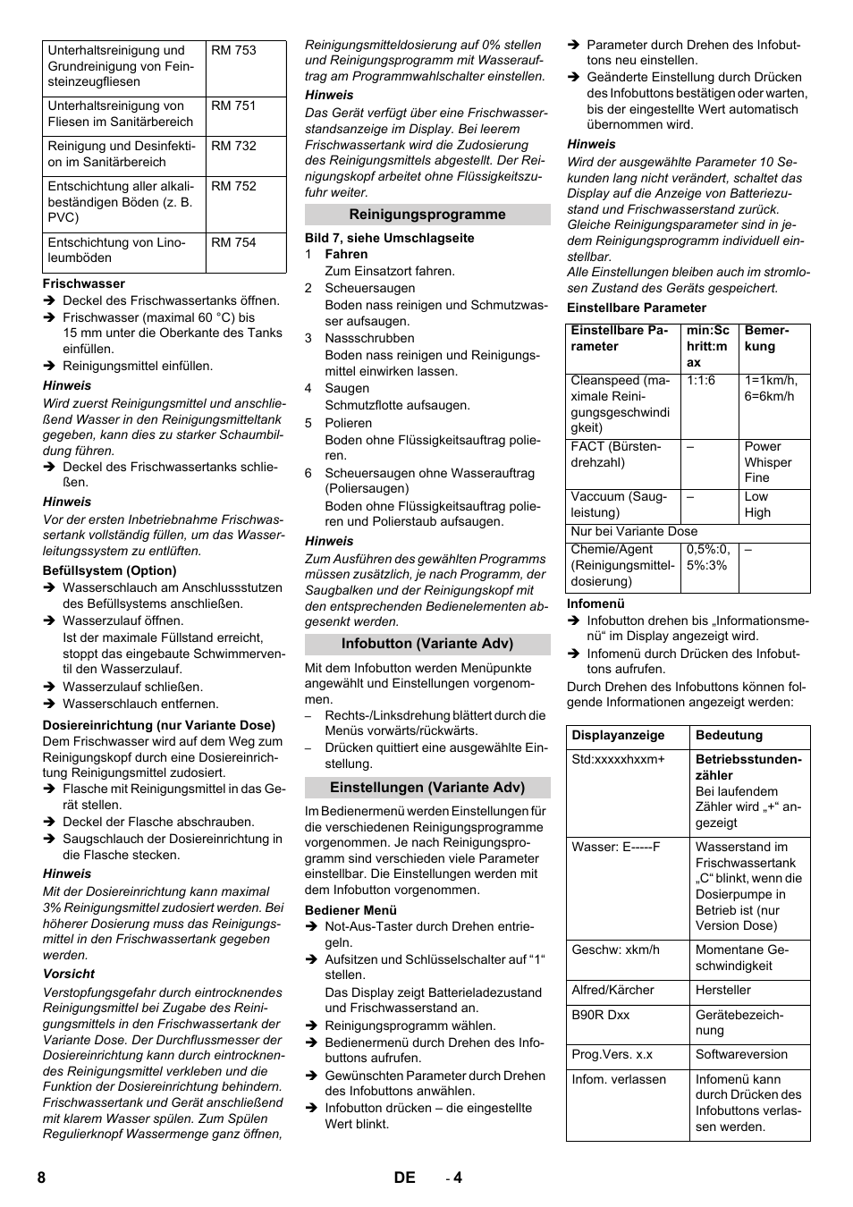 Karcher B 90 R Adv DOSE Bp Pack User Manual | Page 8 / 272