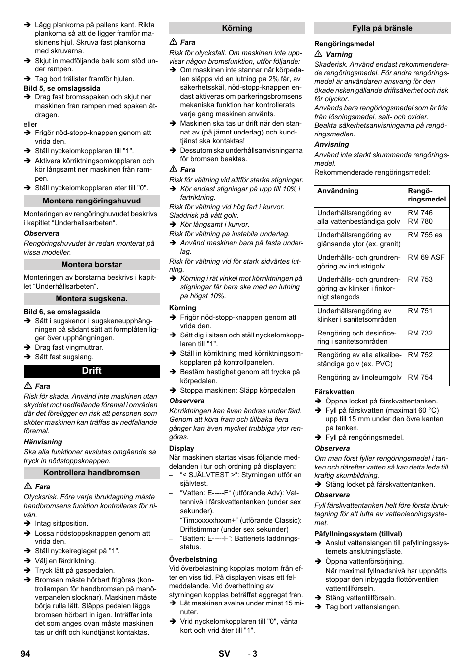 Drift | Karcher B 90 R Adv DOSE Bp Pack User Manual | Page 94 / 272