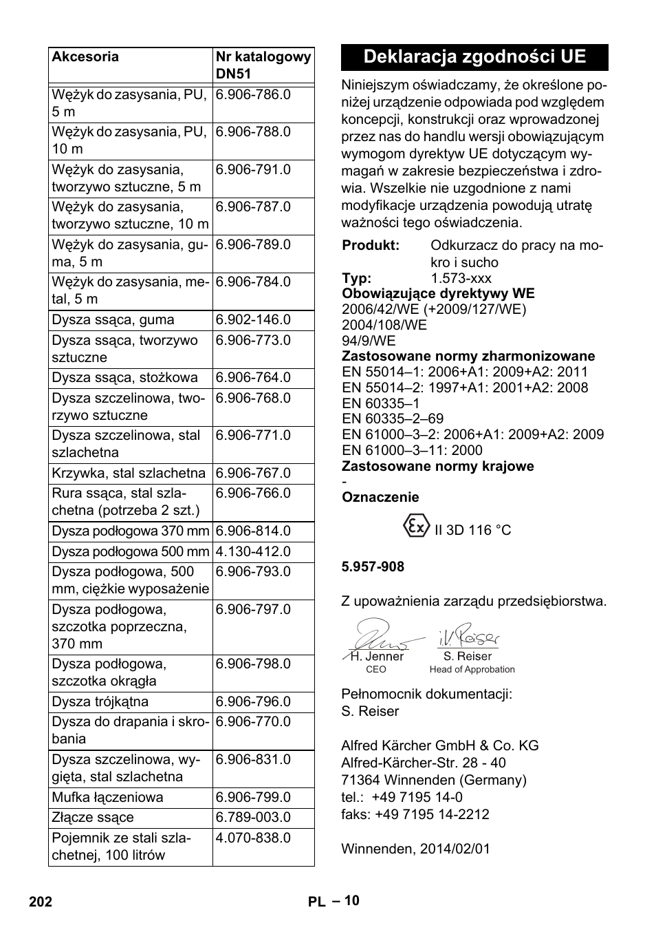 Deklaracja zgodności ue | Karcher IV 100-55 H B1 User Manual | Page 202 / 308