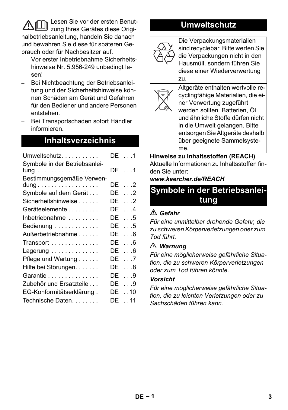 Karcher IV 100-55 H B1 User Manual | Page 3 / 308