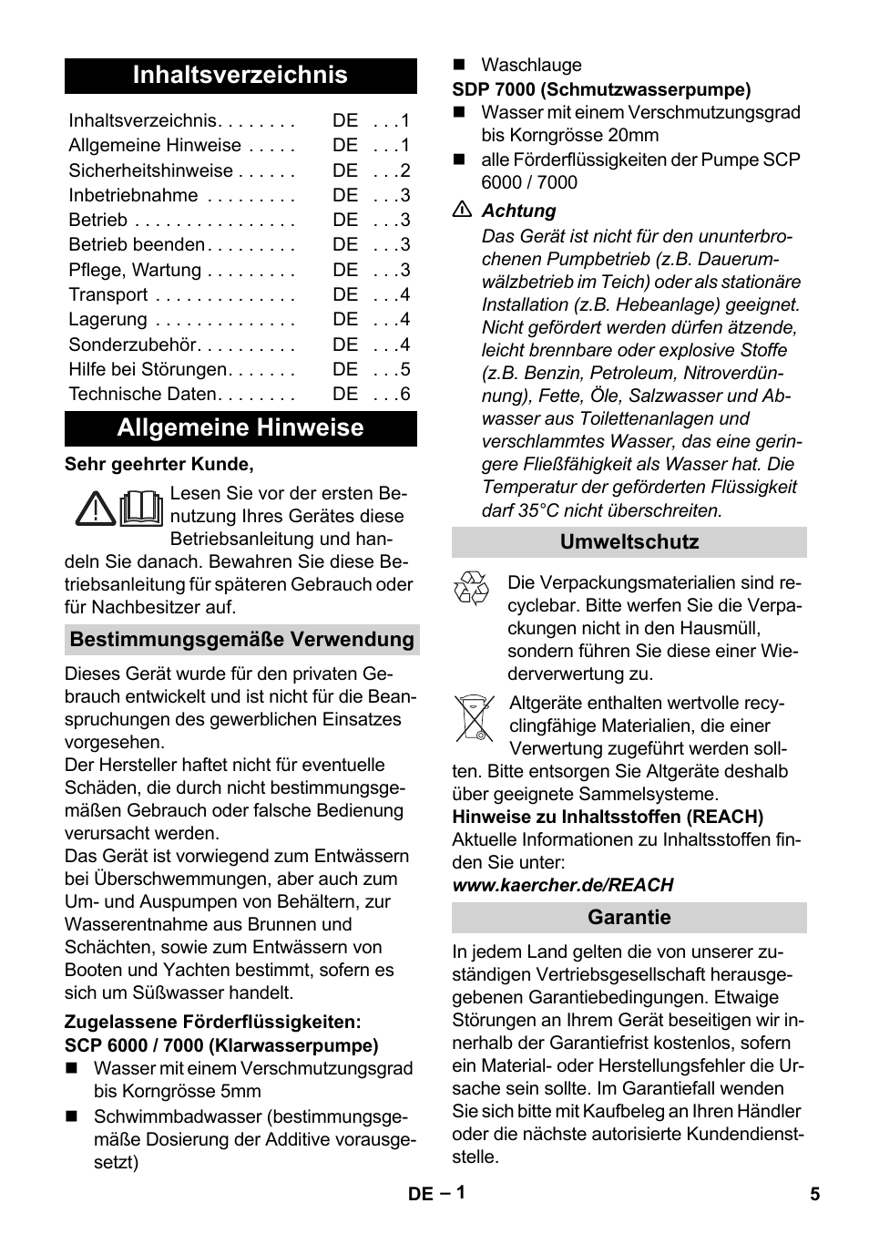 Karcher SDP 7000 User Manual | Page 5 / 60