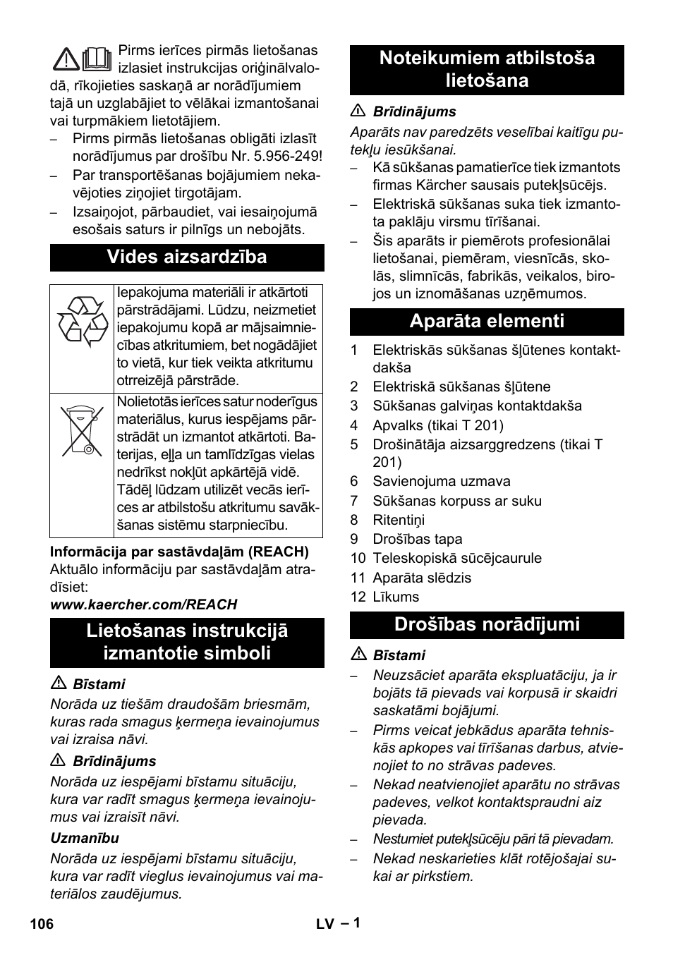 Latviešu, Vides aizsardzība | Karcher T 12-1 User Manual | Page 106 / 120