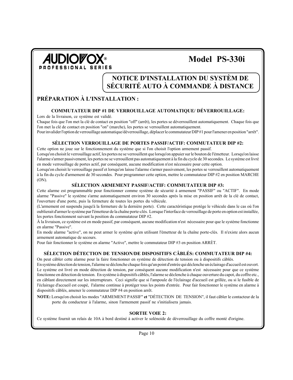 Model ps-330i | Audiovox PS-330i User Manual | Page 11 / 27