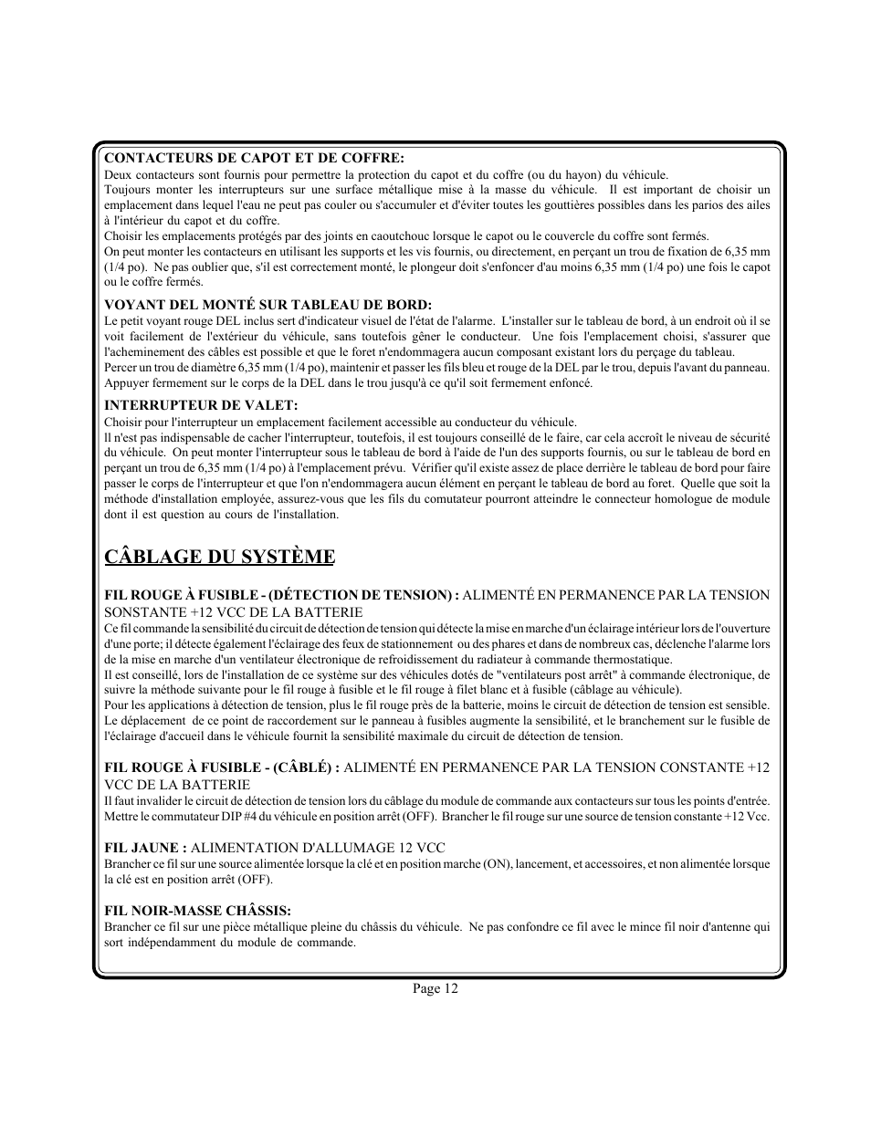 Câblage du système | Audiovox PS-330i User Manual | Page 13 / 27