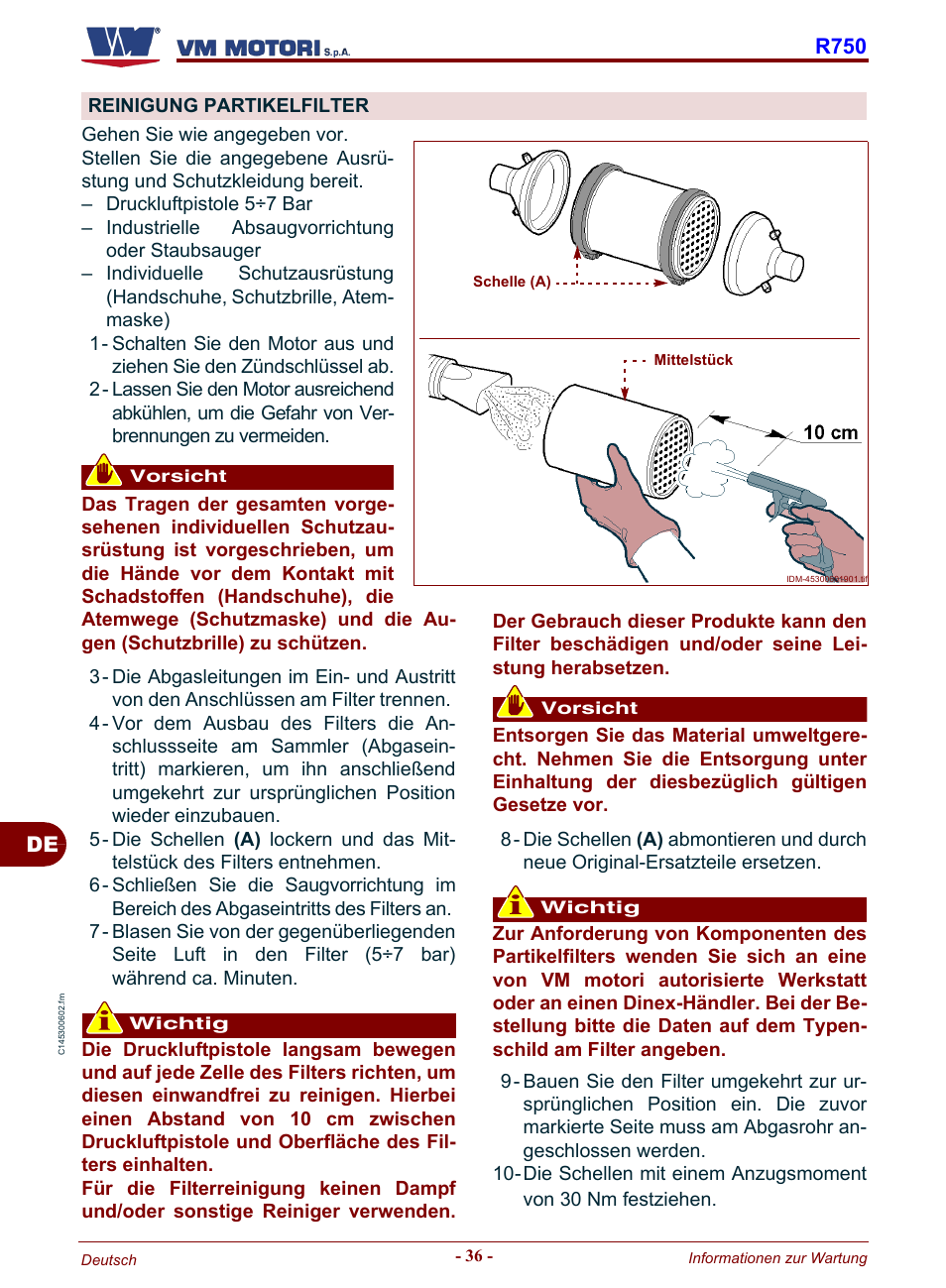 Reinigung partikelfilter, De r750 | Karcher HD 19-100 De Tr1 User Manual | Page 128 / 224