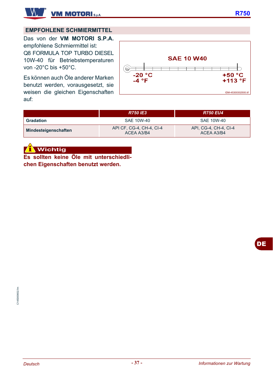 Empfohlene schmiermittel, Empfoh- lene schmiermittel"), De r750 | Karcher HD 19-100 De Tr1 User Manual | Page 129 / 224