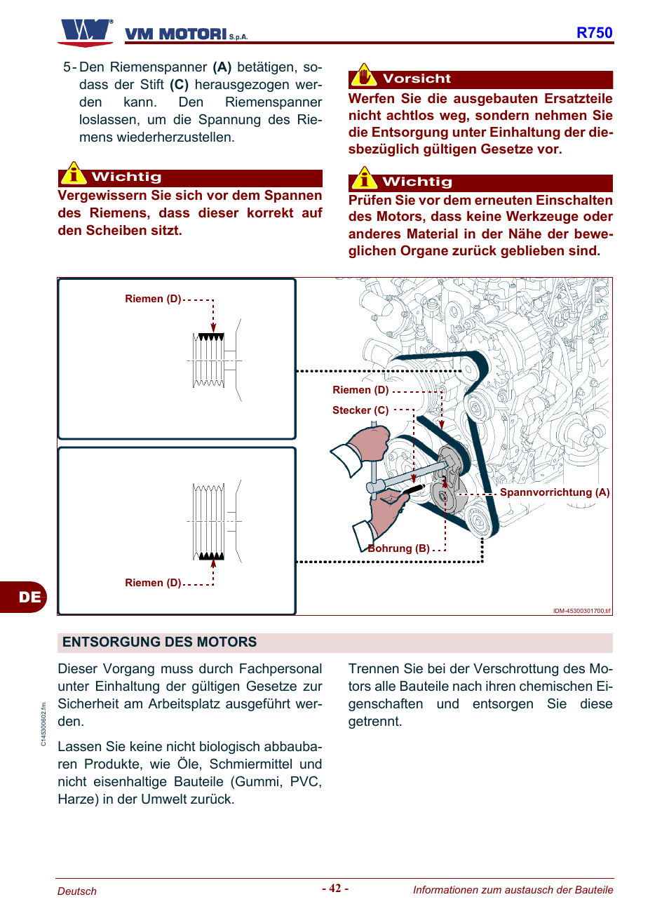 Entsorgung des motors, De r750 | Karcher HD 19-100 De Tr1 User Manual | Page 134 / 224