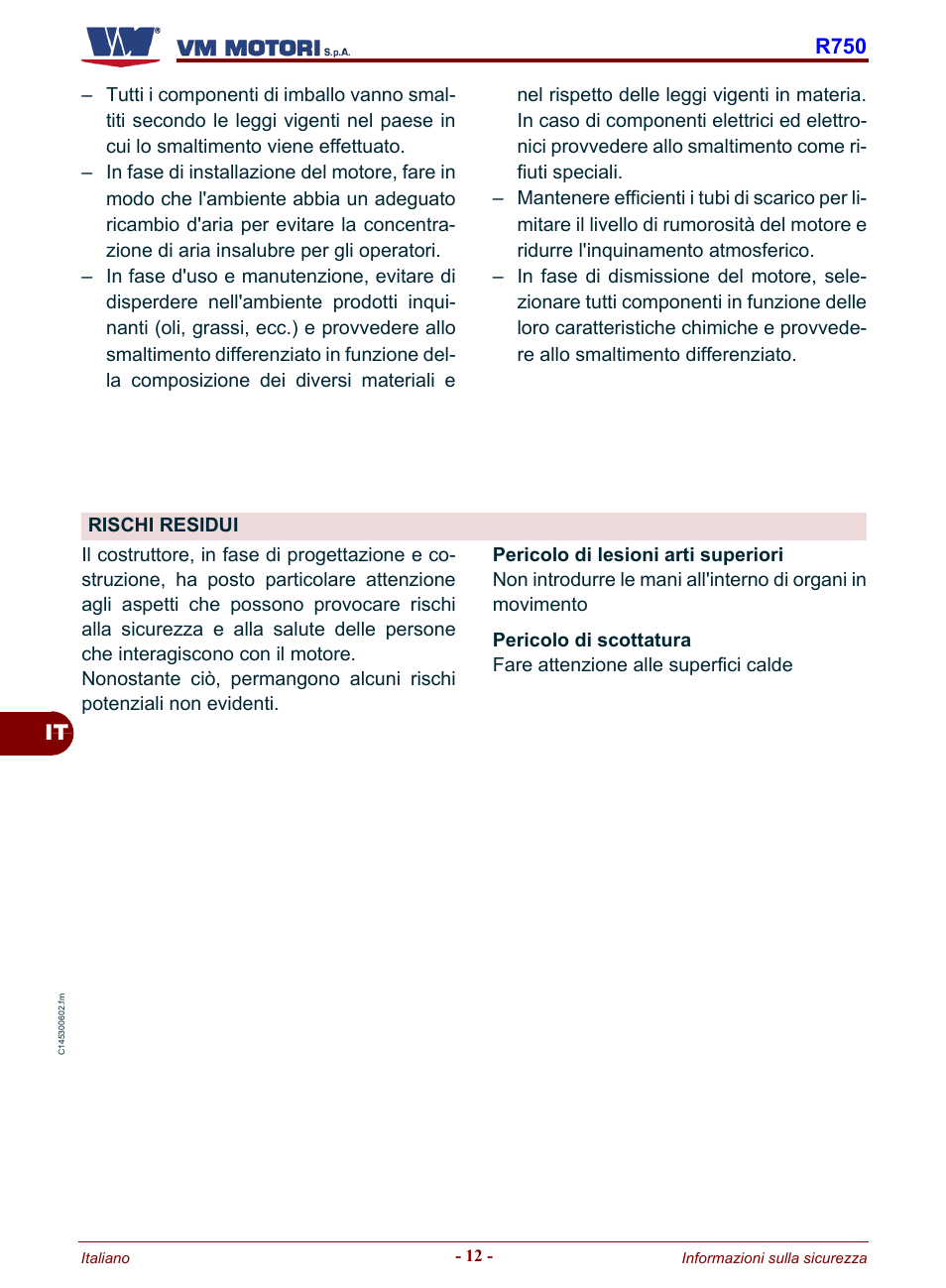 Rischi residui, It r750 | Karcher HD 19-100 De Tr1 User Manual | Page 16 / 224