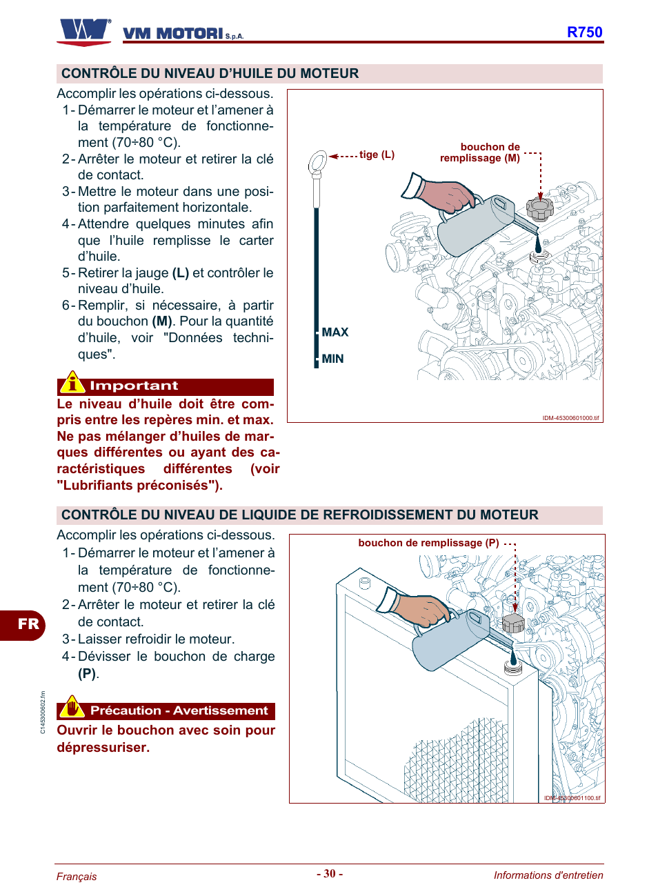 Contrôle du niveau d’huile du moteur, Fr r750 | Karcher HD 19-100 De Tr1 User Manual | Page 166 / 224