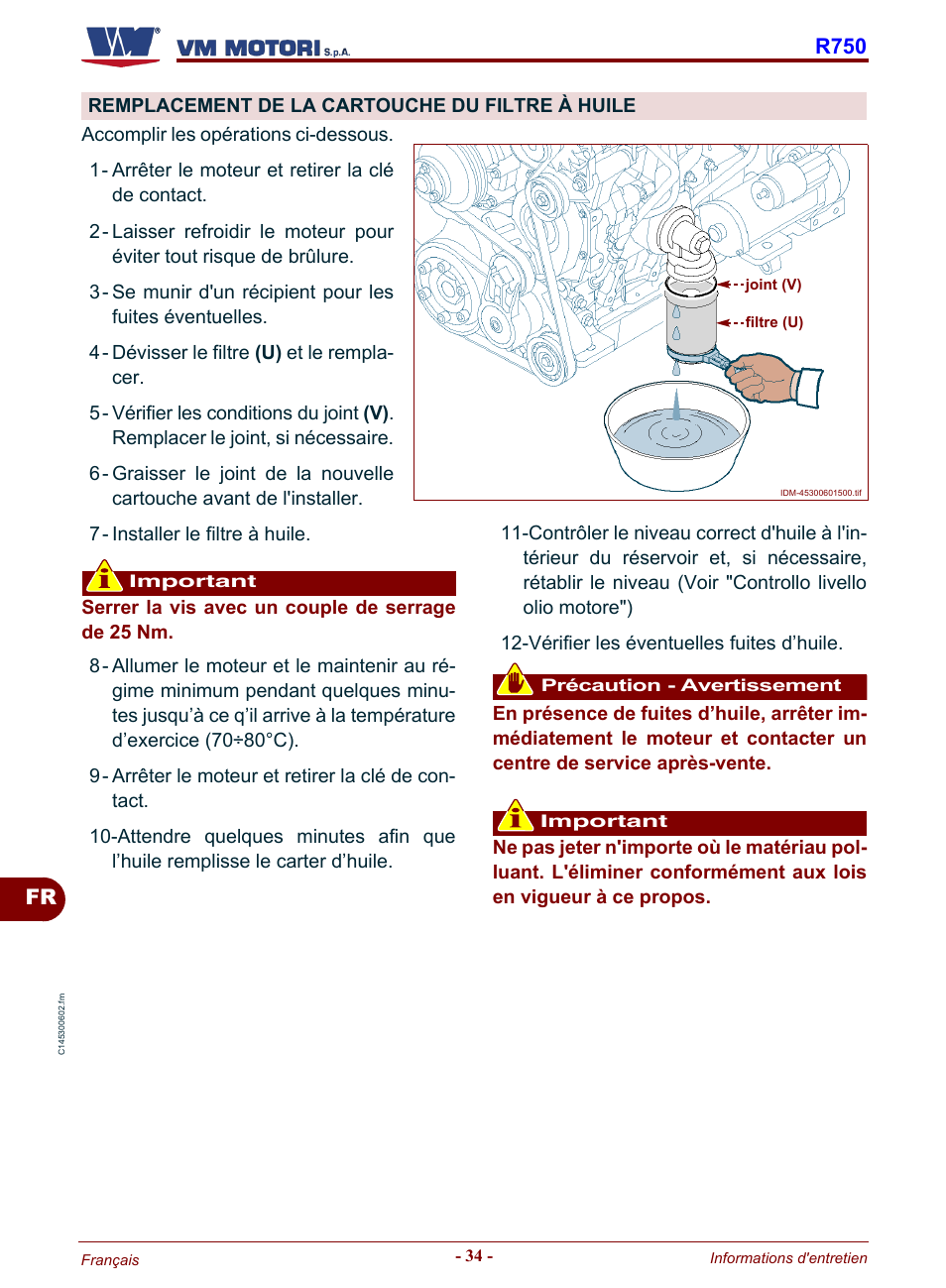 Remplacement de la cartouche du filtre à huile, Ir "remplacement, De la cartouche du | Filtre à huile, Fr r750 | Karcher HD 19-100 De Tr1 User Manual | Page 170 / 224