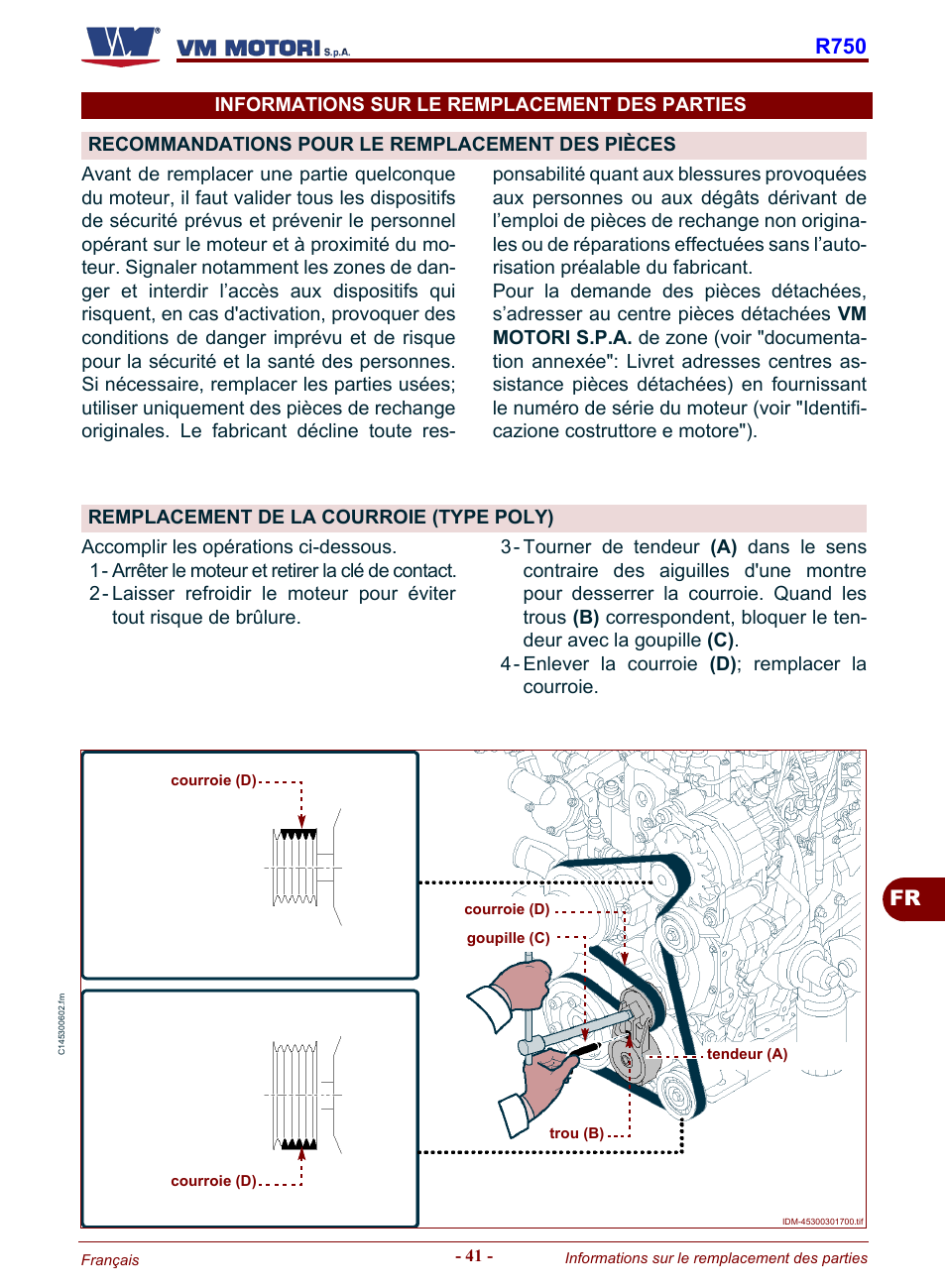 Ir "remplacement, De la courroie (type, Poly) | Remplacement de la courroie (type po- ly), Remplacement de la courroie (type poly), Fr r750 | Karcher HD 19-100 De Tr1 User Manual | Page 177 / 224