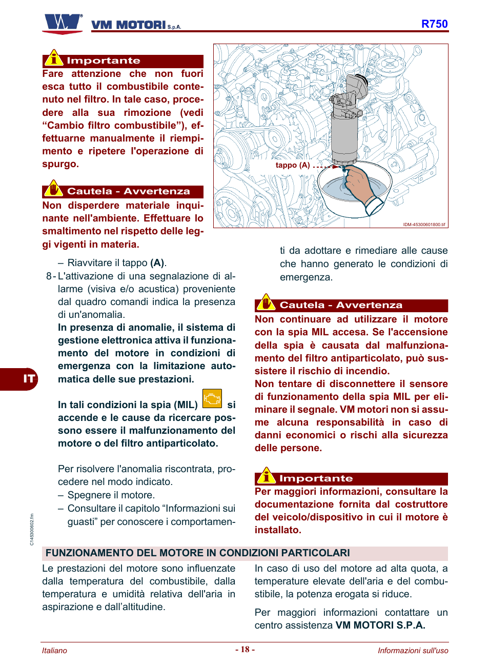 Funzionamento del motore in condizioni particolari, It r750 | Karcher HD 19-100 De Tr1 User Manual | Page 22 / 224