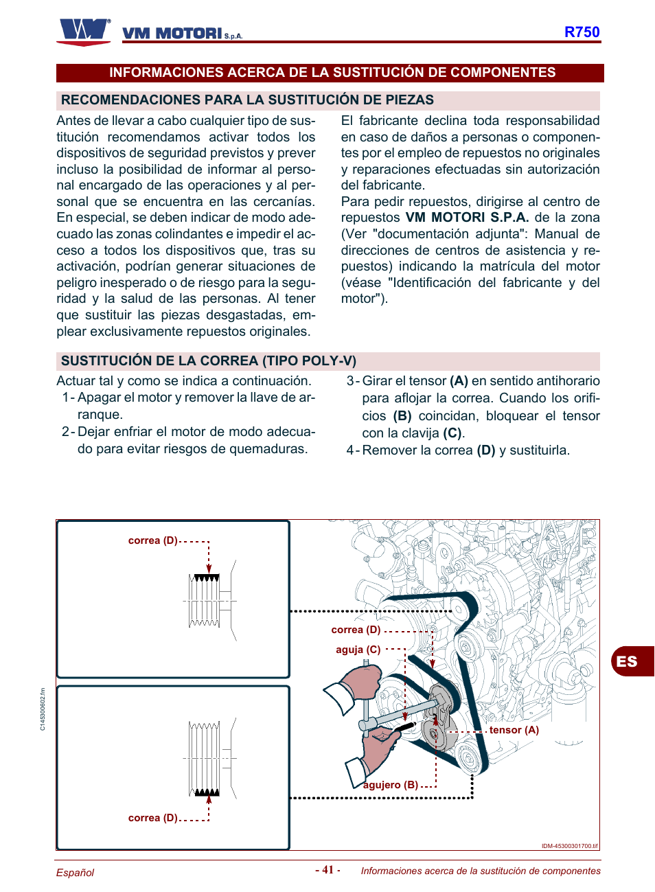 Sustitución, De la correa (tipo, Poly-v) | Éase "sustitución de la correa (tipo poly-v), Sustitución de la correa (tipo poly-v), R750 | Karcher HD 19-100 De Tr1 User Manual | Page 221 / 224