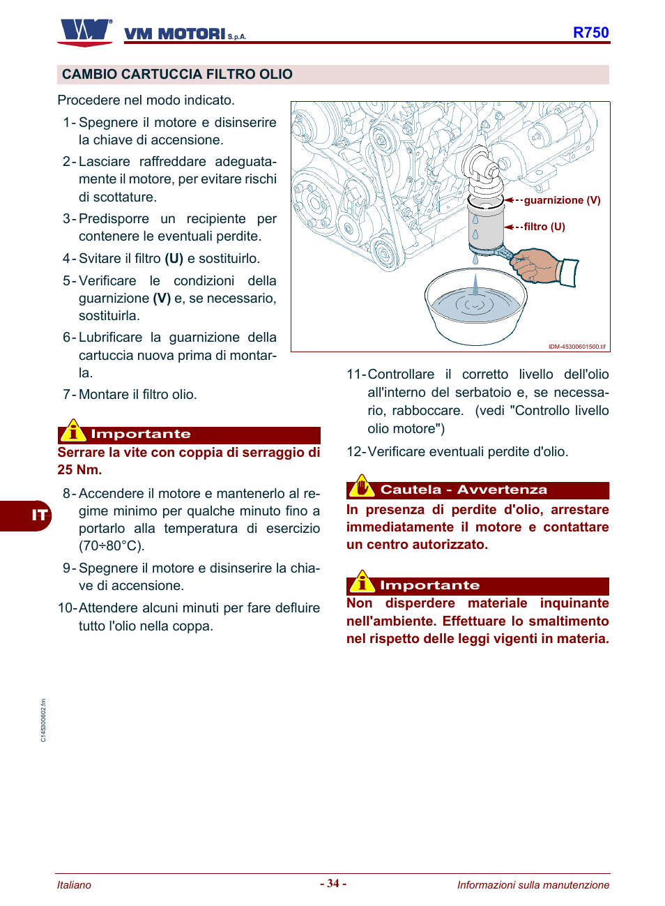 Cambio cartuccia filtro olio, Cambio cartuccia, Filtro olio | Cambio cartuc, Cia filtro olio, It r750 | Karcher HD 19-100 De Tr1 User Manual | Page 38 / 224