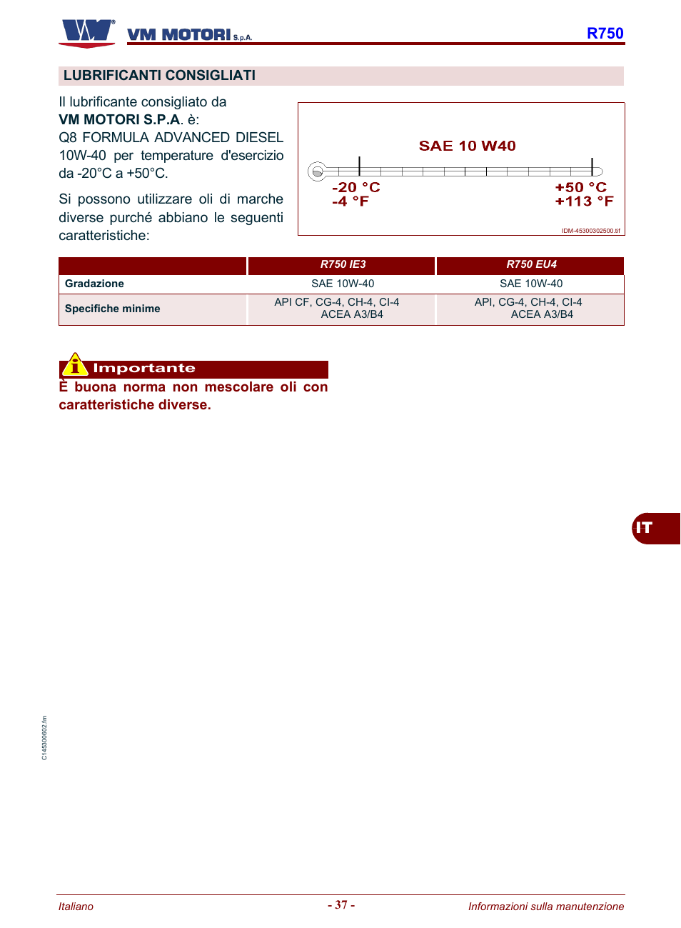 Lubrificanti consigliati, Ore (vedi “lubrificanti consigliati”), It r750 | Karcher HD 19-100 De Tr1 User Manual | Page 41 / 224