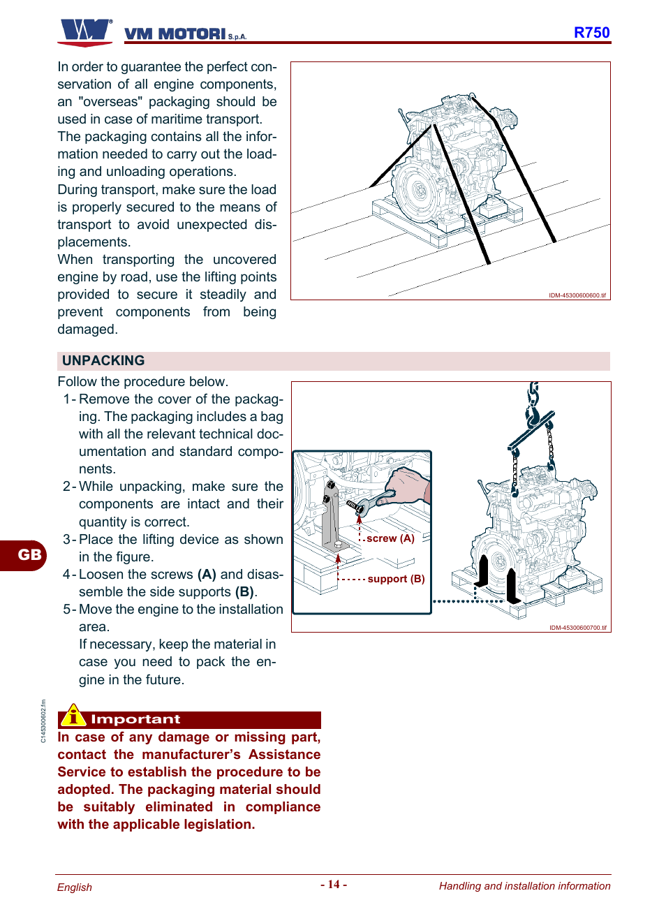 Unpacking, Gb r750 | Karcher HD 19-100 De Tr1 User Manual | Page 62 / 224