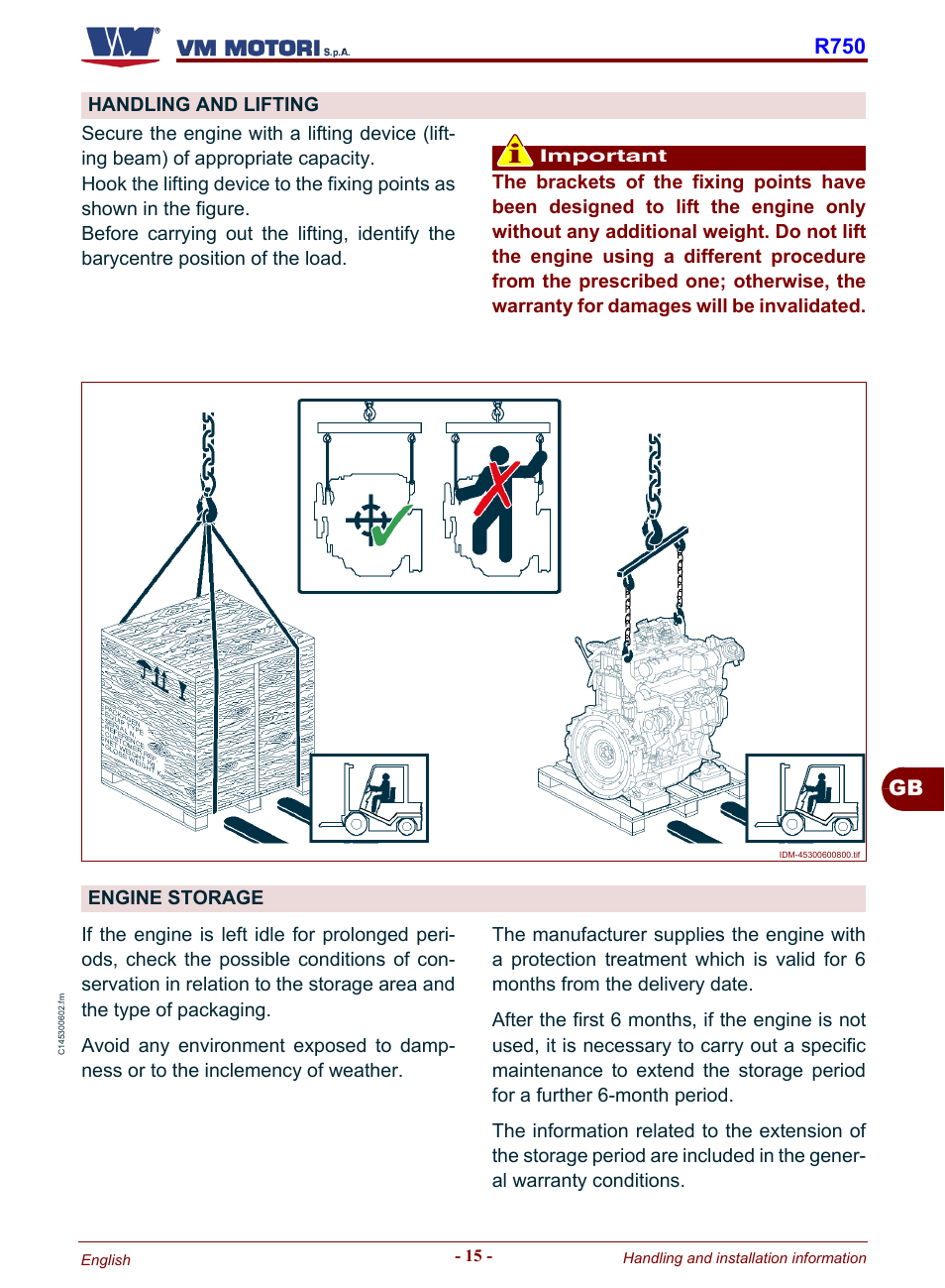 Handling and lifting engine storage, Gb r750 | Karcher HD 19-100 De Tr1 User Manual | Page 63 / 224