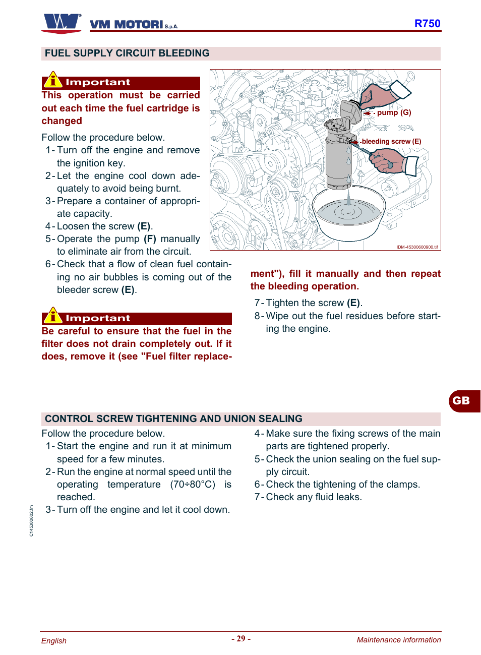 Control screw tightening and union sealing, Gb r750 | Karcher HD 19-100 De Tr1 User Manual | Page 77 / 224