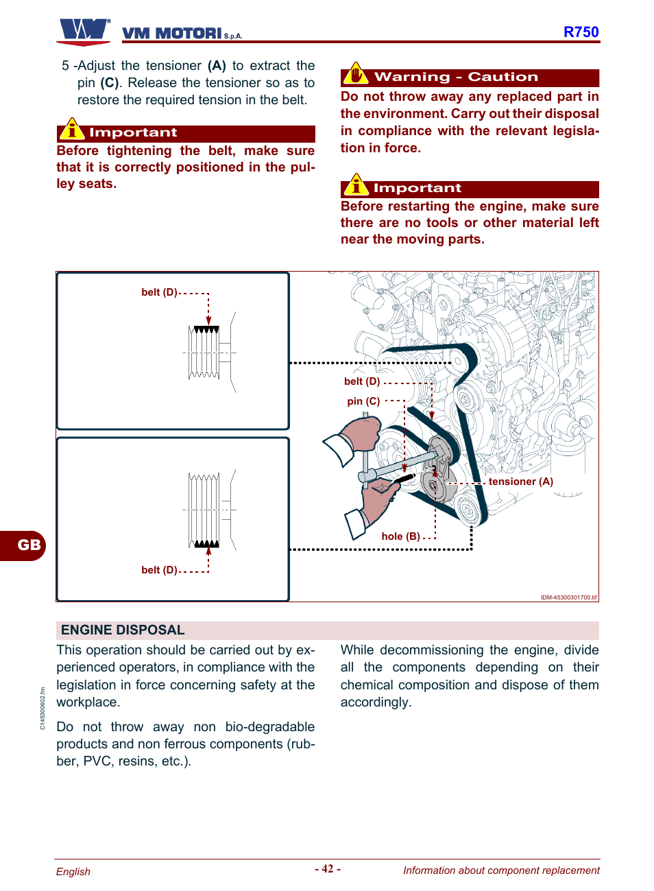 Engine disposal, Gb r750 | Karcher HD 19-100 De Tr1 User Manual | Page 90 / 224