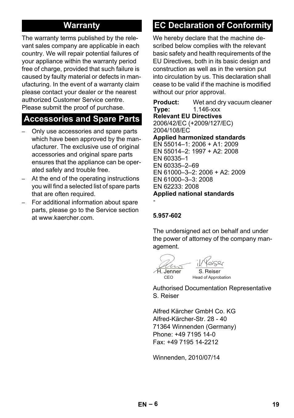 Karcher NT 611 User Manual | Page 19 / 212