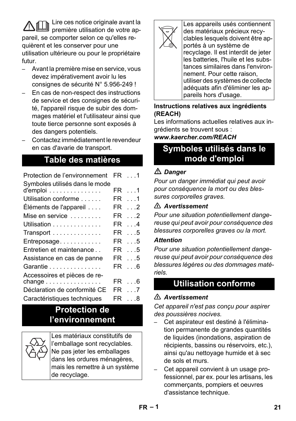 Karcher NT 611 User Manual | Page 21 / 212