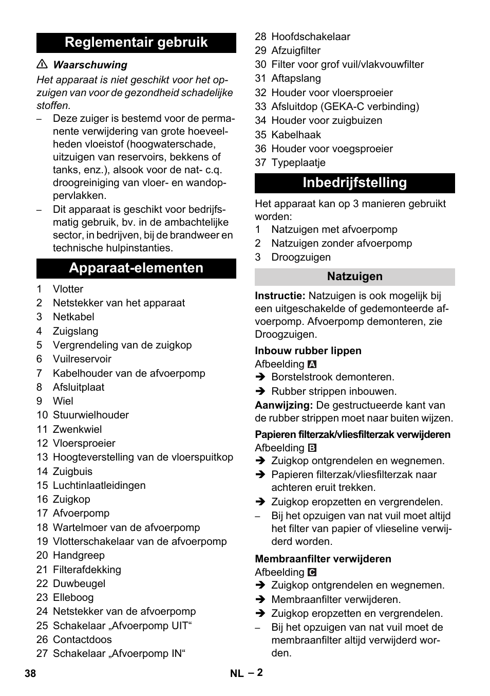 Karcher NT 611 User Manual | Page 38 / 212