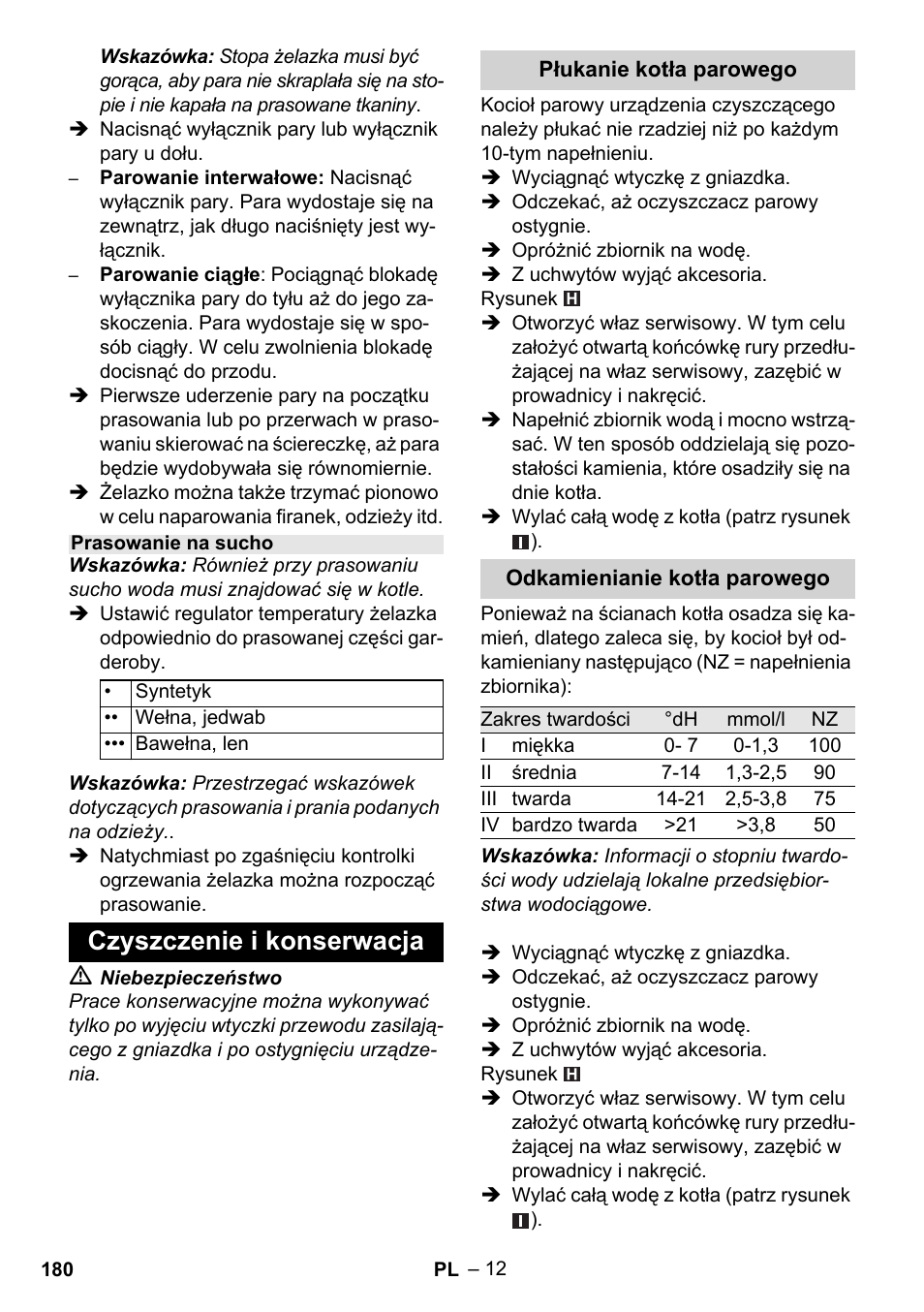 Czyszczenie i konserwacja | Karcher Stirerie SI 2-600 CB User Manual | Page 180 / 286