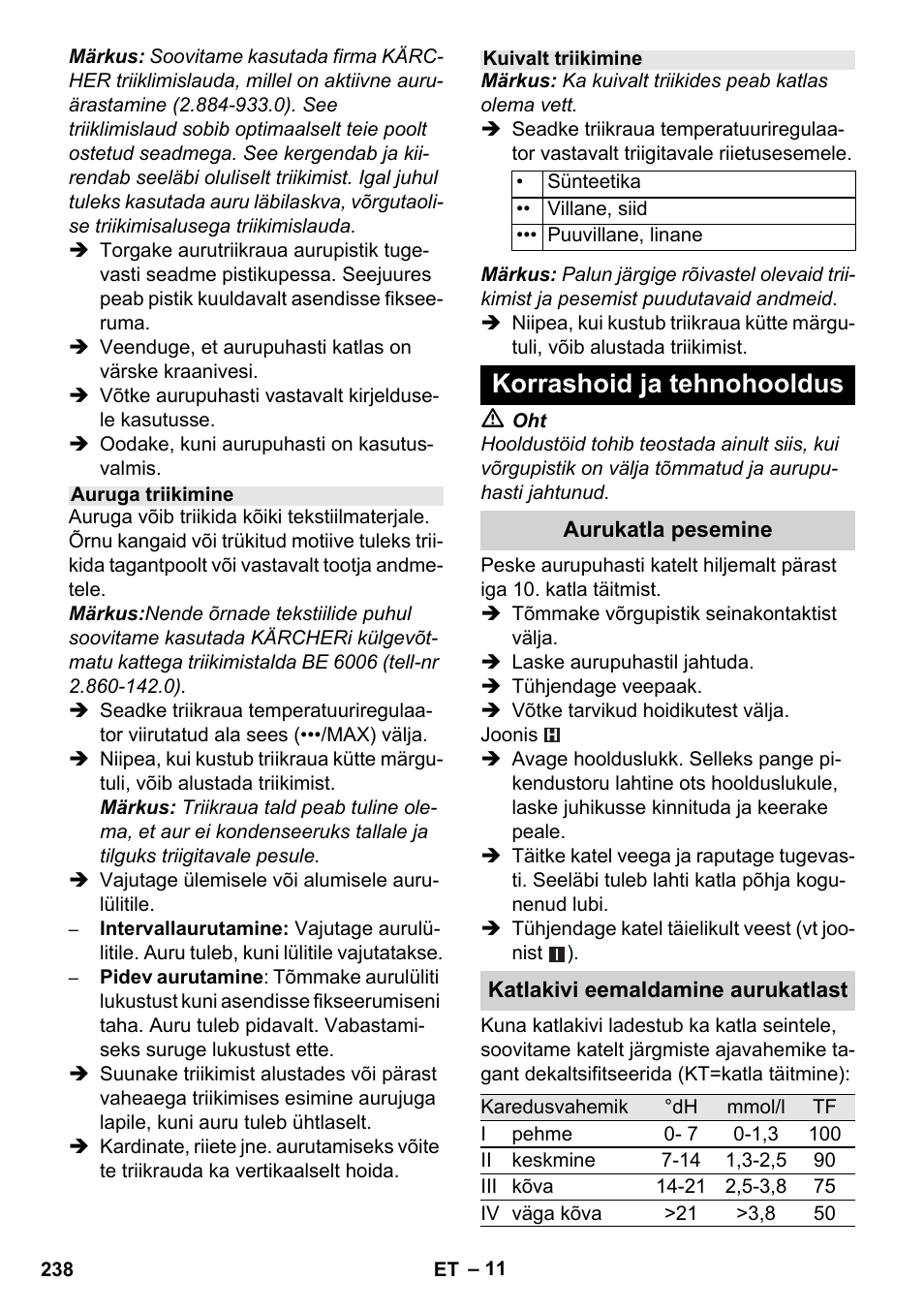 Korrashoid ja tehnohooldus | Karcher Stirerie SI 2-600 CB User Manual | Page 238 / 286