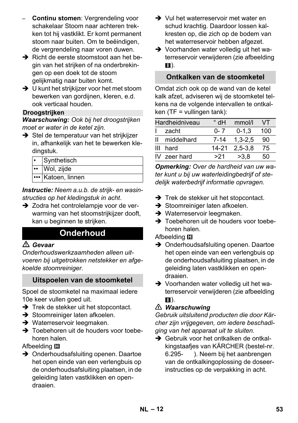 Onderhoud | Karcher Stirerie SI 2-600 CB User Manual | Page 53 / 286