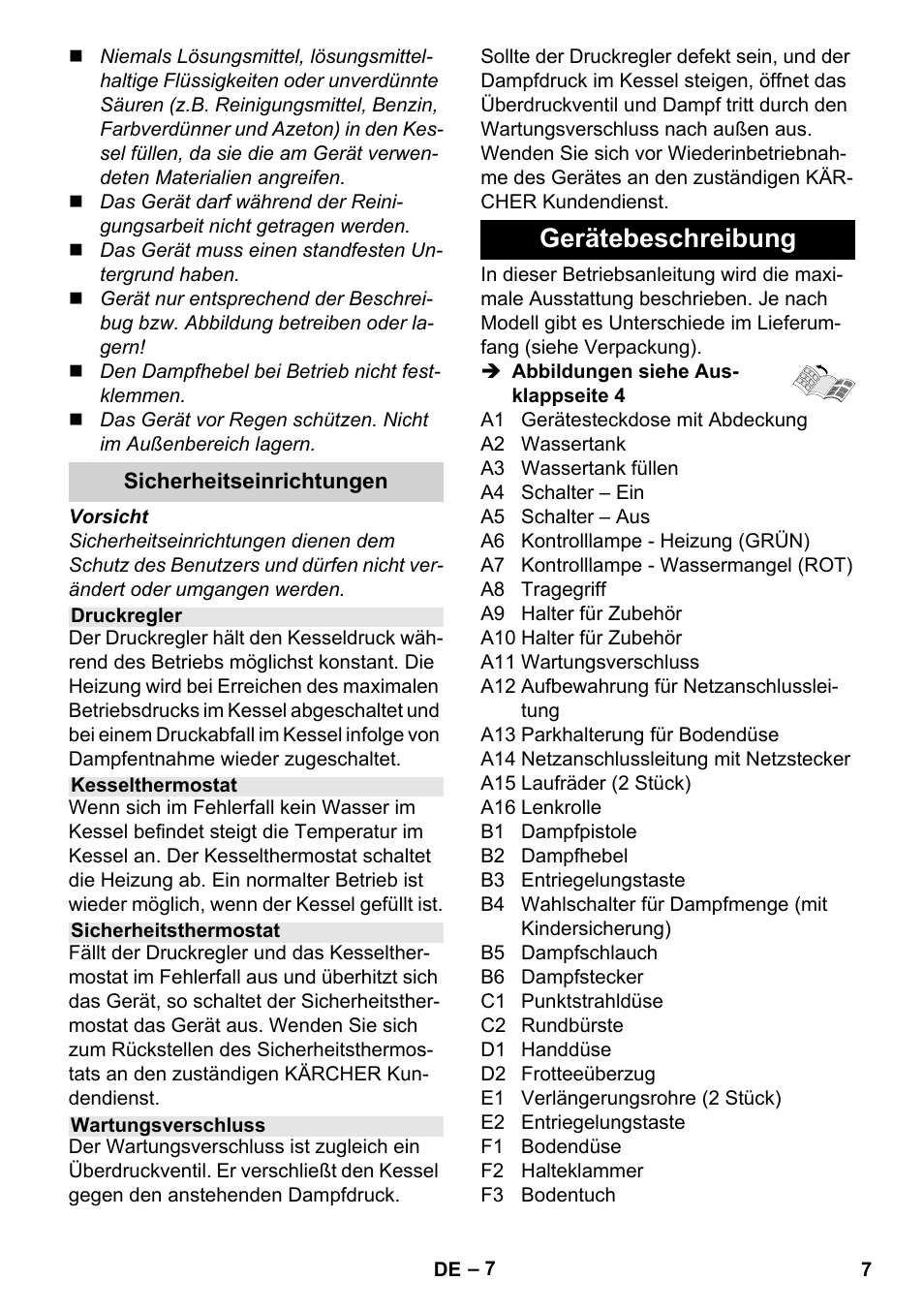 Gerätebeschreibung | Karcher Stirerie SI 2-600 CB User Manual | Page 7 / 286