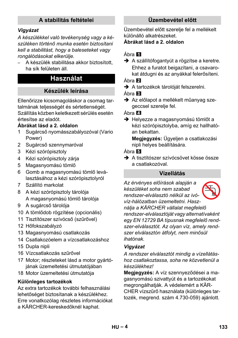 Használat | Karcher G 7-10 M User Manual | Page 133 / 248