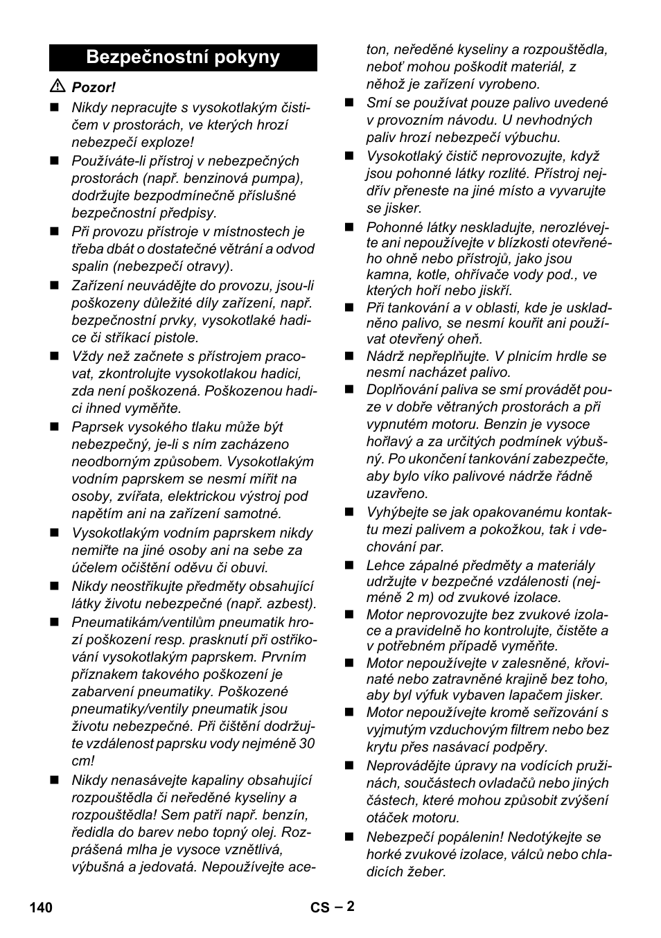 Bezpečnostní pokyny | Karcher G 7-10 M User Manual | Page 140 / 248