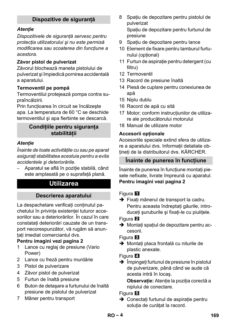 Utilizarea | Karcher G 7-10 M User Manual | Page 169 / 248